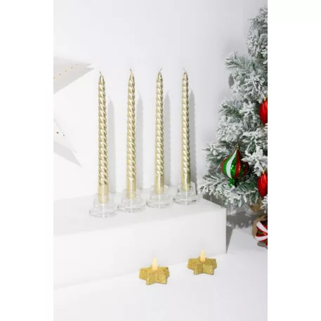Gyertya MagicHome Karácsony, 25 cm, csomag 4 db, pezsgő, spirál, csavart