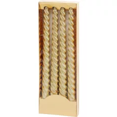   Gyertya MagicHome Karácsony, 25 cm, csomag 4 db, arany, spirál, csavart