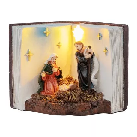 MagicHome karácsonyi dekoráció, Betlehemes könyvben, LED, belső, 13,5x8x9,5 cm