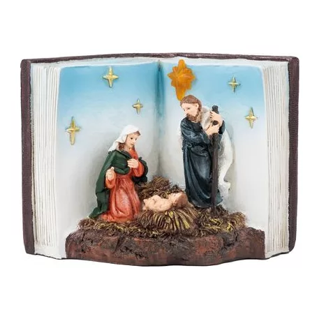 MagicHome karácsonyi dekoráció, Betlehemes könyvben, LED, belső, 13,5x8x9,5 cm
