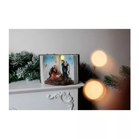 MagicHome karácsonyi dekoráció, Betlehemes könyvben, LED, belső, 13,5x8x9,5 cm