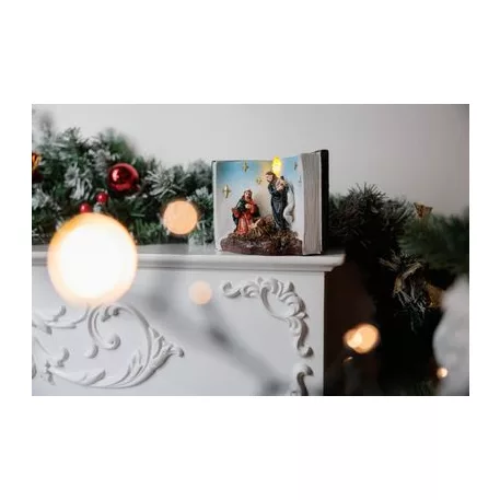 MagicHome karácsonyi dekoráció, Betlehemes könyvben, LED, belső, 13,5x8x9,5 cm