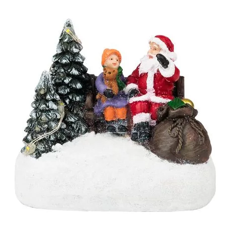 MagicHome karácsonyi dekoráció, Mikulás gyerekkel, LED, 2xAAA, belső, 9,5x6x8 cm, eladó doboz 12 db