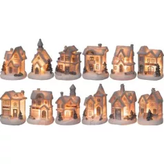   Dekoráció MagicHome Karácsony, Házikó, LED, beltéri, 7x6x10 cm, Sellbox 12 db