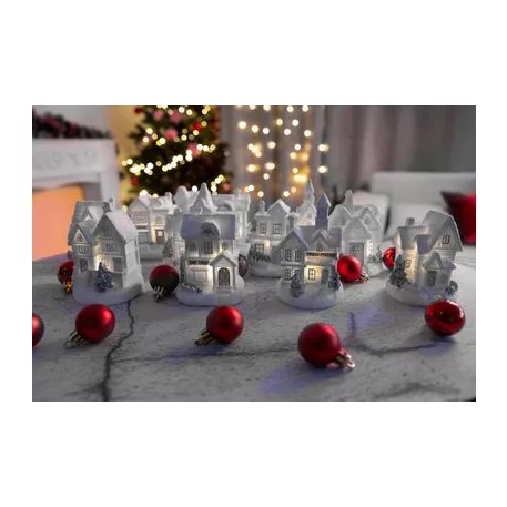 Dekoráció MagicHome Karácsony, Házikó, LED, beltéri, 7x6x10 cm, Sellbox 12 db