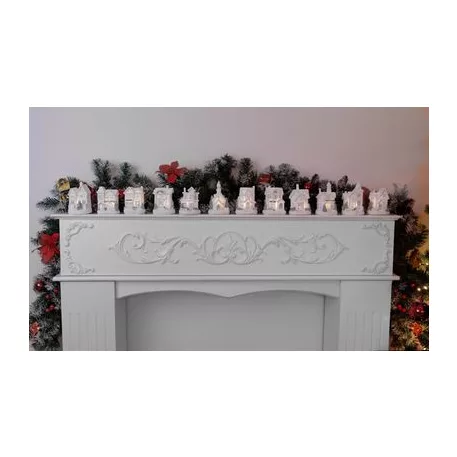 Dekoráció MagicHome Karácsony, Házikó, LED, beltéri, 7x6x10 cm, Sellbox 12 db