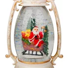 Lámpás MagicHome Karácsony Retro, LED meleg fehér, Mikulással a szánon, csillámokkal, fehér, 3xAA, m