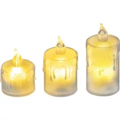   Gyertya MagicHome Karácsony, szett 3 db, LED meleg fehér, egyszerű világítás, 3,7x5/6,5/8 cm