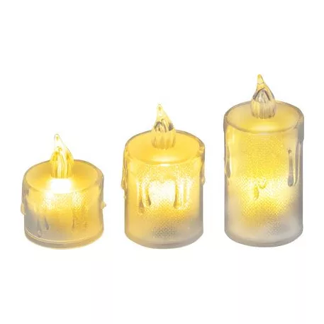 Gyertya MagicHome Karácsony, szett 3 db, LED meleg fehér, egyszerű világítás, 3,7x5/6,5/8 cm