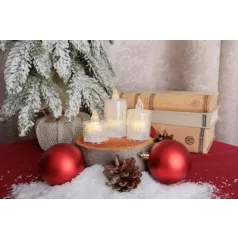   Gyertya MagicHome Karácsony, szett 3 db, LED meleg fehér, egyszerű világítás, 3,7x5/6,5/8 cm