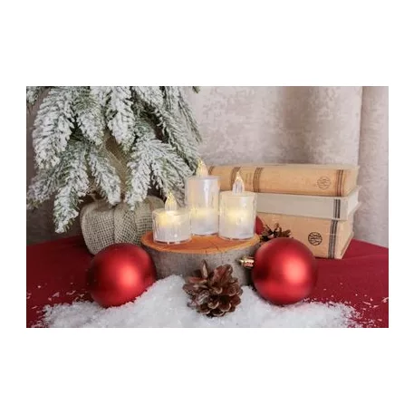 Gyertya MagicHome Karácsony, szett 3 db, LED meleg fehér, egyszerű világítás, 3,7x5/6,5/8 cm