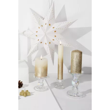 Dekoráció MagicHome Karácsony, Csillag, papír, 10 LED meleg fehér, 2xAA, egyszerű világítás, 40 cm