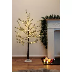   Fa MagicHome Karácsony, Borovica, 48 LED meleg fehér, egyszerű világítás, havas, 120 cm