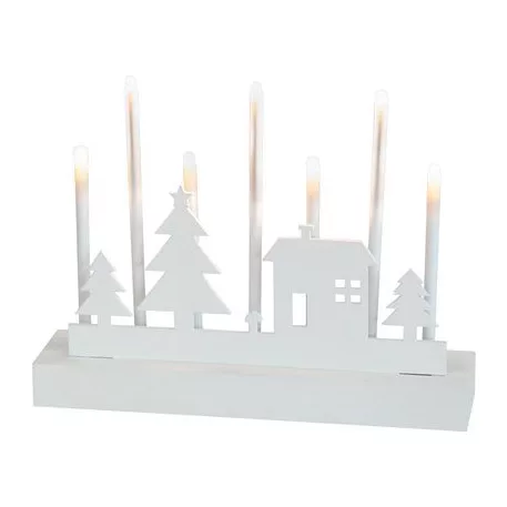 Gyertyatartó MagicHome Karácsony, 8 LED meleg fehér, 2xAA, MDF, beltéri, 24x5,5x18 cm