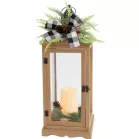 Lámpás MagicHome Karácsonyi, LED meleg fehér, 3xAAA, időzítő, barna, 20x20,5x51 cm, mozgó láng