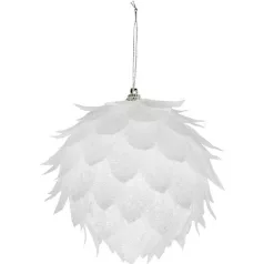   Dekoráció MagicHome Karácsony, Gömb, fehér, csillámokkal, 10 cm