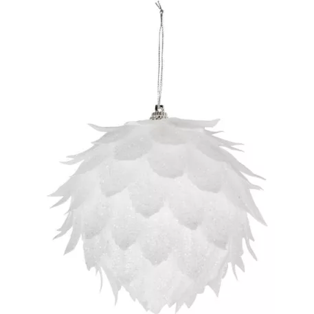 Dekoráció MagicHome Karácsony, Gömb, fehér, csillámokkal, 10 cm