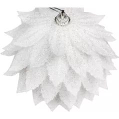   Dekoráció MagicHome Karácsony, Gömb, fehér, csillámokkal, 10 cm