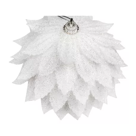 Dekoráció MagicHome Karácsony, Gömb, fehér, csillámokkal, 10 cm