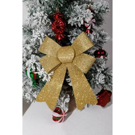 Dekoráció MagicHome Karácsony, masni, arany, 13x21 cm