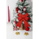 Dekoráció MagicHome Karácsony, masni, piros, 13x21 cm