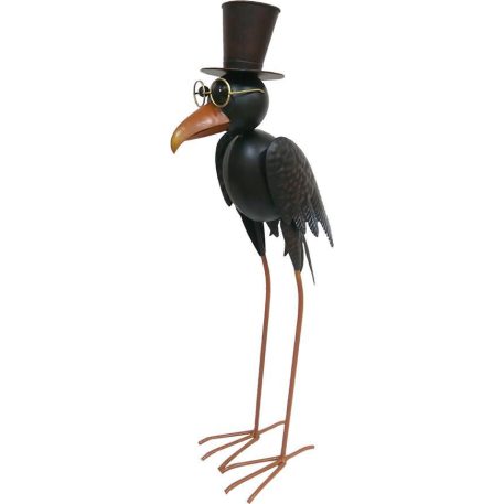 Dekoráció MagicHome Mecco, Crow, fémlemez, 24x16x66,5 cm