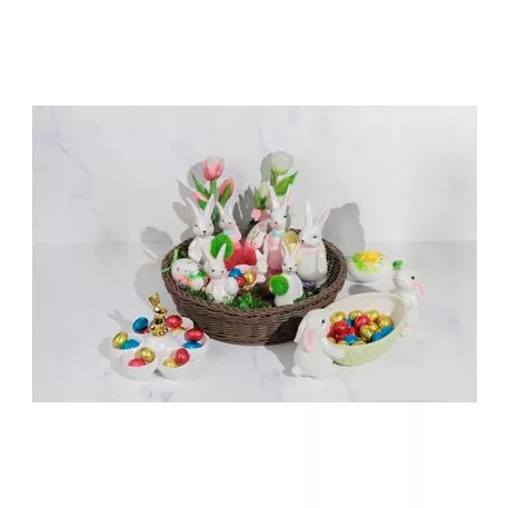 Dekoráció MagicHome, Nőstény nyúl tojással, húsvéti, 5,3x8x17,3 cm