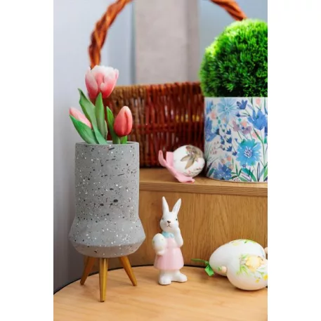 Dekoráció MagicHome, Nőstény nyúl tojással, húsvéti, 4,7x6x12,7 cm