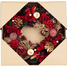   MagicHome karácsonyi koszorú, függő, vörös-arany, 30 cm