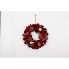 MagicHome karácsonyi koszorú, függő, vörös-arany, 30 cm