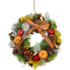 MagicHome Nature koszorú, függő, őszi, narancssárga, masnival, 30 cm