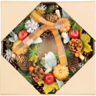 MagicHome Nature koszorú, függő, őszi, narancssárga, masnival, 30 cm