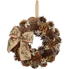 MagicHome karácsonyi koszorú, natúr, függő, masnival, 30 cm