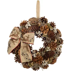   MagicHome karácsonyi koszorú, natúr, függő, masnival, 30 cm