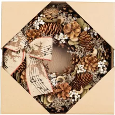   MagicHome karácsonyi koszorú, natúr, függő, masnival, 30 cm