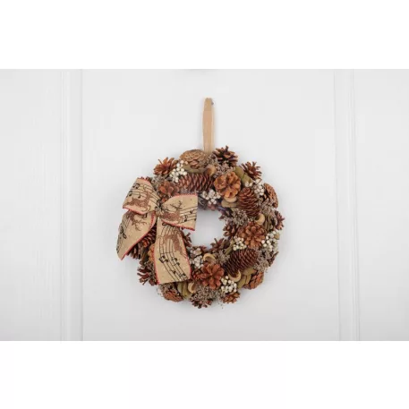 MagicHome karácsonyi koszorú, natúr, függő, masnival, 30 cm