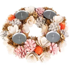   MagicHome karácsonyi koszorú, advent, rózsaszín-narancssárga, 30 cm