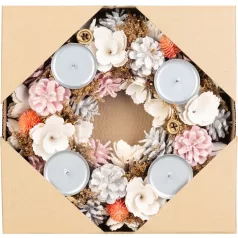   MagicHome karácsonyi koszorú, advent, rózsaszín-narancssárga, 30 cm