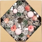 MagicHome karácsonyi koszorú, függő, rózsaszín-narancssárga, 25 cm