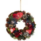 MagicHome karácsonyi koszorú, függő, kékes-piros, 30 cm