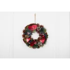MagicHome karácsonyi koszorú, függő, kékes-piros, 30 cm