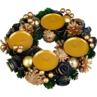 MagicHome karácsonyi koszorú, adventi, zöld-kék-arany, 25 cm