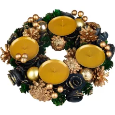   MagicHome karácsonyi koszorú, adventi, zöld-kék-arany, 25 cm