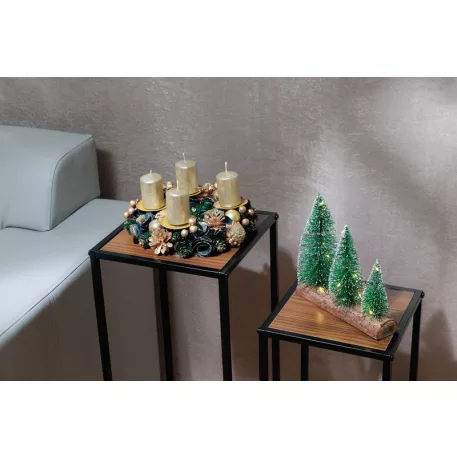 MagicHome karácsonyi koszorú, adventi, zöld-kék-arany, 25 cm