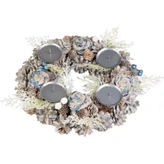 MagicHome karácsonyi koszorú, advent, kék-fehér, 30 cm