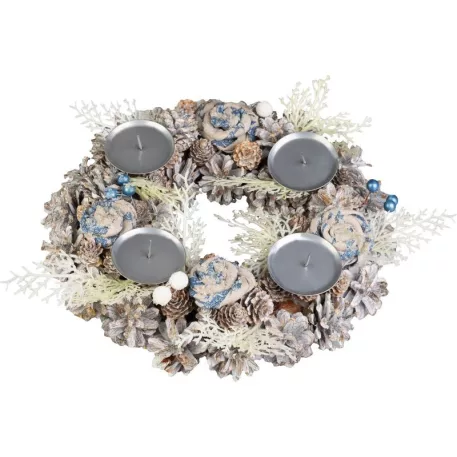 MagicHome karácsonyi koszorú, advent, kék-fehér, 30 cm