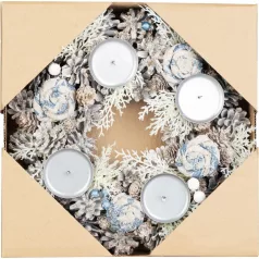 MagicHome karácsonyi koszorú, advent, kék-fehér, 30 cm