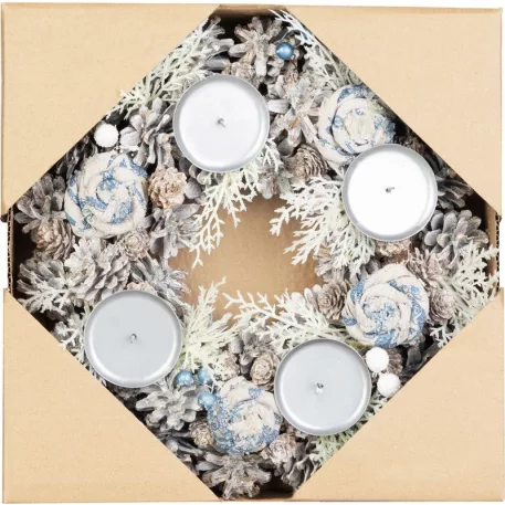 MagicHome karácsonyi koszorú, advent, kék-fehér, 30 cm