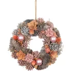 MagicHome karácsonyi koszorú, függő, rózsaszín-narancssárga, 30 cm