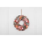 MagicHome karácsonyi koszorú, függő, rózsaszín-narancssárga, 30 cm
